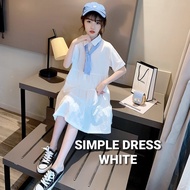 SIMPLE DRESS WHITE BAJU CASUAL ANAK PEREMPUAN PUTIH KOREA IMPOR DAILY - 160