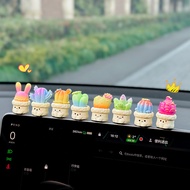 Car Ornament Cute Cartoon Potted Plant Car Center Console Decor Dashboard Car Screen Decor Car Inter