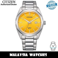 (100% Original) Citizen BI5110-54Z Quartz Yellow Dial Mineral Crystal Glass Stainless Steel Case & S