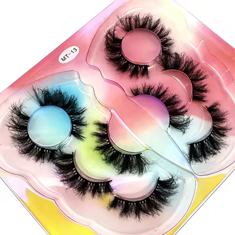 HBZGTLAD 5Pairs 3D Mink Lashes Natural Long Full Strip Short Mink Lashes False Eyelashes Makeup Fake