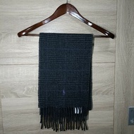 Polo Ralph Lauren RL 深灰 格紋 羊絨 圍巾