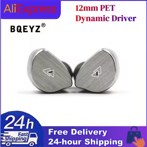 BQEYZ BQ10 12mm PET Dynamic Driver HiFi in-Ear Wired Earphones IEMs 0.78mm 2Pin Detachable OFC Silve
