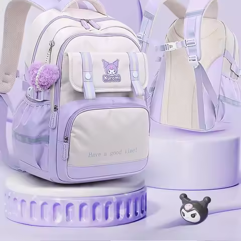 Kawaii Kuromi Student Backpack Japanese Sanrio Cartoon Cinnamoroll Large Capacity Lightweight Backpa