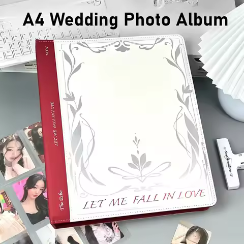 Vintage Wedding PU Leather A4 Photo Album 4-Ring Binder 3" 6" Rose 1/2/3/4/6/8/9/10 Grid Photocard C