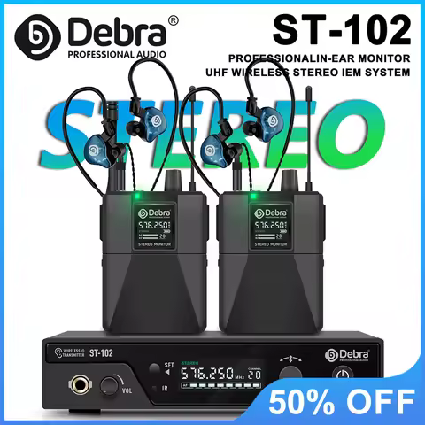 Debra ST-102 Professional Stereo Wireless In-Ear Monitor System, UHF with Bluetooth 5.0, for Stage, 