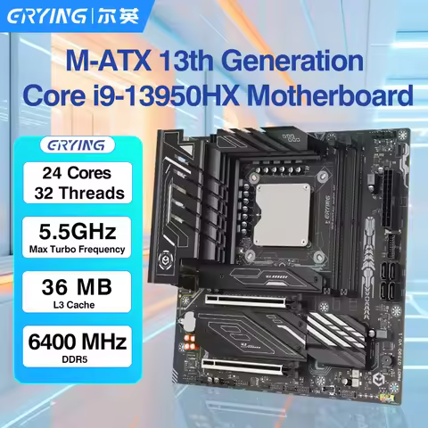 ERYING DIY PC Gamer Motherboard with Onboard Core CPU Interpose Kit i9 13950HX 24C32T DDR5 RAM Deskt