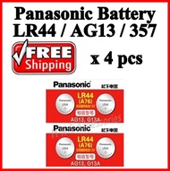[SG Seller] Panasonic LR44 SR44SW AG13 A76 GP76A 357 Button Cell Battery (4 Pieces)