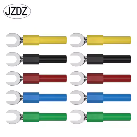 JZDZ 10PCS 6MM Insulated Fork Spade U-Type Wire Connector Electrical Crimp Terminal Copper Banana So