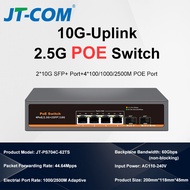JT-COM 10-Port 10G Uplink 2.5G PoE Ethernet Switch 2×10G SFP+ Ports 8×2.5G RJ45 Ports Suitable for S