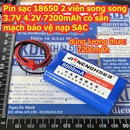 Pin sạc 18650 2 viên song song 3.7V 4.2V 7200mAh có sắn mạch bảo vệ nạp SẠC kde2443