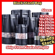 Stand Bag Black Colour 50pcs READY STOCK Nuts Storage Dry Food Packaging Zipper Bag Herbal Tea Leave