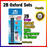 P1600-6 Astar 2B Pencil Value Pack - Sharpener & Eraser High Quality