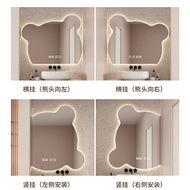 MH Wall-Mounted Bear MirrorLEDLight Dressing Mirror Special-Shaped Toilet Smart Mirror Toilet Cosmetic Mirror Desktop