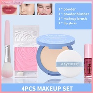 4-piece Sace Beauty Lady Maycheer Makeup Set: Powder + Blush + Makeup Brush + Lip Gloss uni