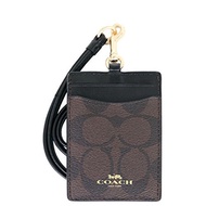 COACH Women s Outlet Card Case Embossed Pattern Lanyard Id Identification Cases One Size Brown/Black