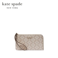 Kate Spade New York กระเป๋าคล้องมือรุ่น Lucy Spade Flower Medium L-Zip Wristlet KG487 250 สี Dark Be