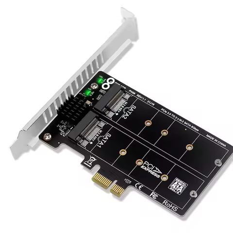 PH58 2 x M2 SATA to PCIE Adapter Card Double Disc Display Card RAID Splitter Expansion Card PCIe X1 