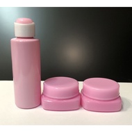 60ml toner bottle and 2pcs 10g cream jars (PET JAR) Square