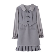 【FAVOR】M-4XL เดรสแฟชั่นรุ่นใหม่สำหรับสาวอวบ สไตล์หรูหรา ไซส์ใหญ่ ดีไซน์สองชิ้นหลอก ดูมีเสน่ห์และช่วย