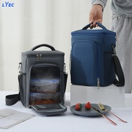 Double Layer Lunch Bag Thermal Insulation Bag Aluminum Foil Thick Thermal Insulation Package Lunch Box Bag with Shoulder Strap Hand Carry Bento Bag