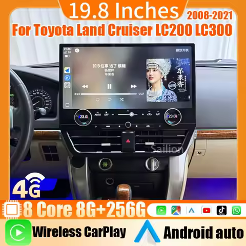 2K Screen 19.8" For Toyotas Lands Cruisers LC200 LC300 2015-2021 Car Multimedia Player Android 13 Wi