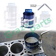 ( 4" / 100mm ) Car Auto Engine Piston Ring Compressor Tool Installer Band Adjustable Ratchet (53mm - 175mm)