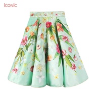iCONiC ELKIE SKIRT 5086 Green Printed Pattern Flowers