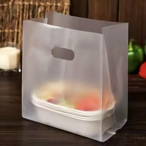 50Pcs Gift Bags Boutique Candy Dessert Cake Takeway Packing Bag Merchandise Shopping Bags For Solid 