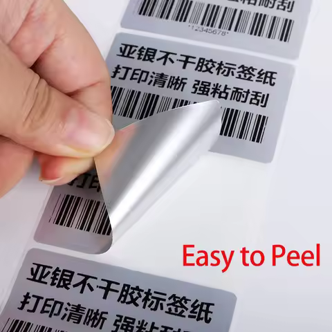Matte Silver Thermal Label Roll Adhesive Printable Sticker Risio PET Silver Waterproof Inkless Tag F