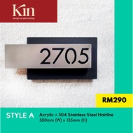 KIN - Customized Modern House Number Plate Stainless Steel House number plate
