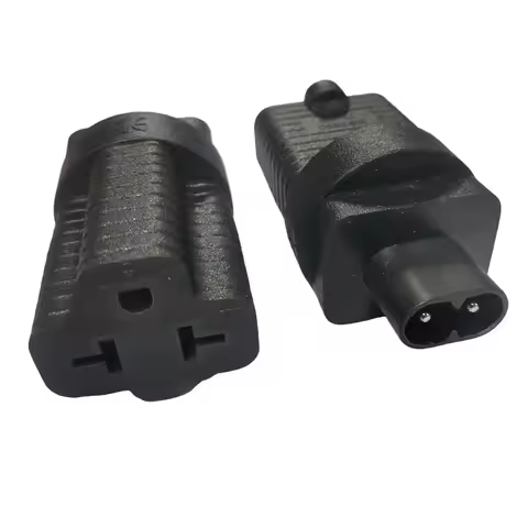 Black IEC320 C8 Male to US NEMA 5-15R 5-20R 6-15R 6-20R Female Travel Power Adapter Plug American 3P