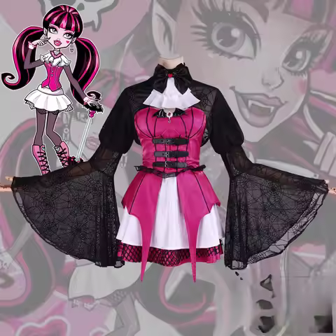 Anime Vampire Draculaura Cosplay Costume Gothic Style Short Dress Full Suit 2YK Clothes Halloween Ca