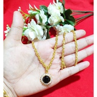 24k gold yellow crystal necklace