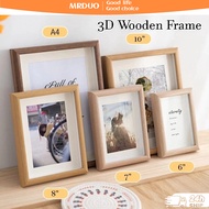 4R 6R A4 3D Hollow Photo Frame Wooden Frame Wall Hanging Solid Wood Wall Hanging Picture Frame Deco