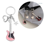 【CH*】 Vintage Guitar Star Charm Keychain Decorations Keyring Hanging Ornament