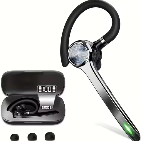 Bluetooth Headset V5.3, Wireless Earpiece with 500mAh Charging Case, 72H Talktime, Hands Free Noise