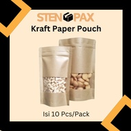 (10 Pcs) Kraft Standing Pouch with Window Kraft Paper Packaging/ Kraft Paper Pouch/