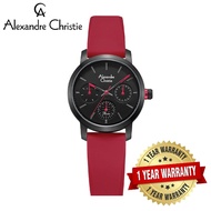 [Official Warranty] Alexandre Christie 2A22BFRIPBARE Women's Black Dial Silicone Strap Watch