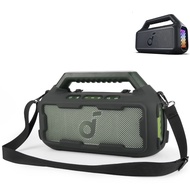 Speaker Protective Case Portable Full-Coverage Soft Silicone Case with Shoulder Strap for Soundcore 