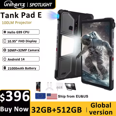 Unihertz 8849 TANK PAD E Rugged Tablet with Projector Android 21000mAh 120Hz 50MP Camera 24GB 512GB 