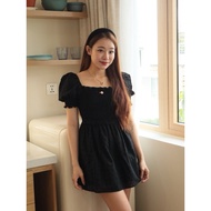 KIKO KIKO KIKO | Kikidaily | Embroidered cotton dress with puffed sleeves, open back