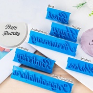 6pcs Cake Baking Molds Alphabet Letter Words Cookie Press Stamp Embosser Cutter Fondant Mould Happy 
