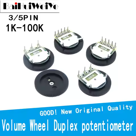 10PCS/LOT Single Double Dial Taper Volume Wheel Duplex Potentiometer 3Pin 5Pin 16*2MM B102 B103 B203
