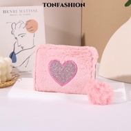 Tonfashion Plush Coin Purse - Large Capacity Women's Wallet with Dopamine Colors
