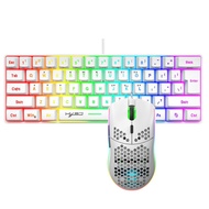 New 61keys Wired Luminous Keyboard Set RGB Hole Game Mouse Office Game keybaord Ready Stock