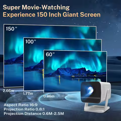 LYNCAST X1AR portable mini Projector 720P Bluetooth5.0 Supports 4K video with 180 degree rotation