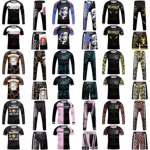Kids MMA BJJ Rashguard Jiu jitsu GI Kickboxing Clothing Boys Children Muay Thai Sportswear Basketbal
