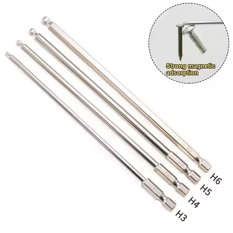 Ball End Hex Screwdriver Bits Set Metric Hex Bits 150mm Long Magnetic Ball Head Driver Bit H3 H4 H5