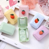 Cute Cartoon Fruit Contact Lens Cases with Mirror Contact Lens Box Women Girls Travel Contact Lenses Tweezers Container Kit Case