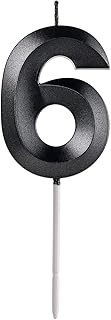 2.76 inch Black 6 Birthday Candles,3D Number 6th Cake Topper for Birthday Decorations No 16 26 61 62